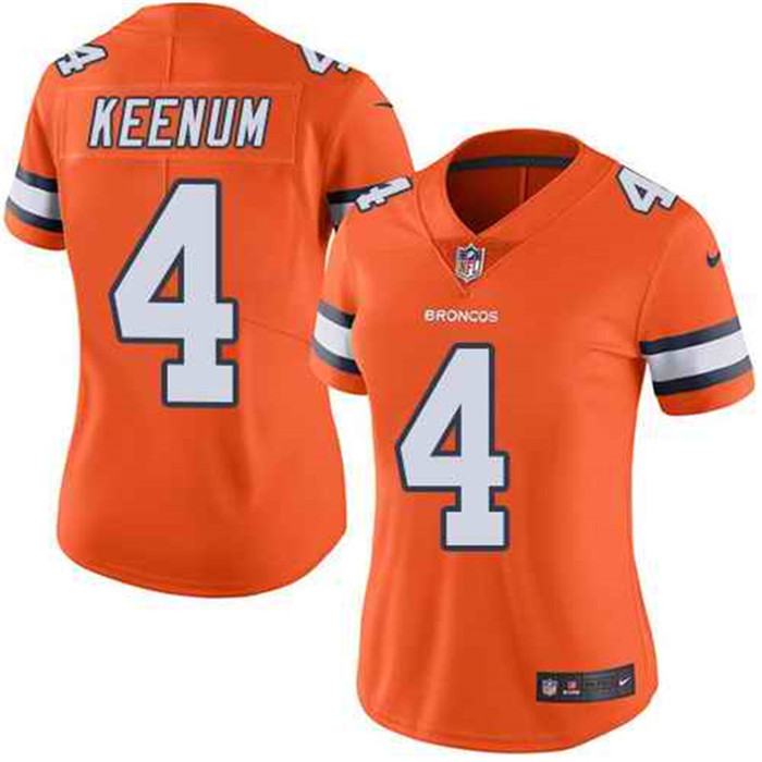  Broncos 4 Case Keenum Orange Women Color Rush Limited Jersey