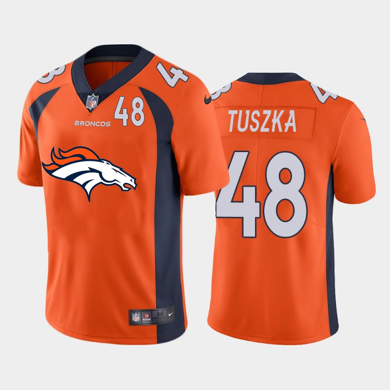 Nike Broncos 48 Derrek Tuszka Orange Team Big Logo Number Vapor Untouchable Limited Jersey