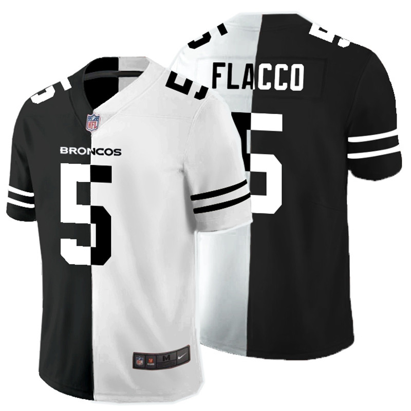 Nike Broncos 5 Joe Flacco Black And White Split Vapor Untouchable Limited Jersey