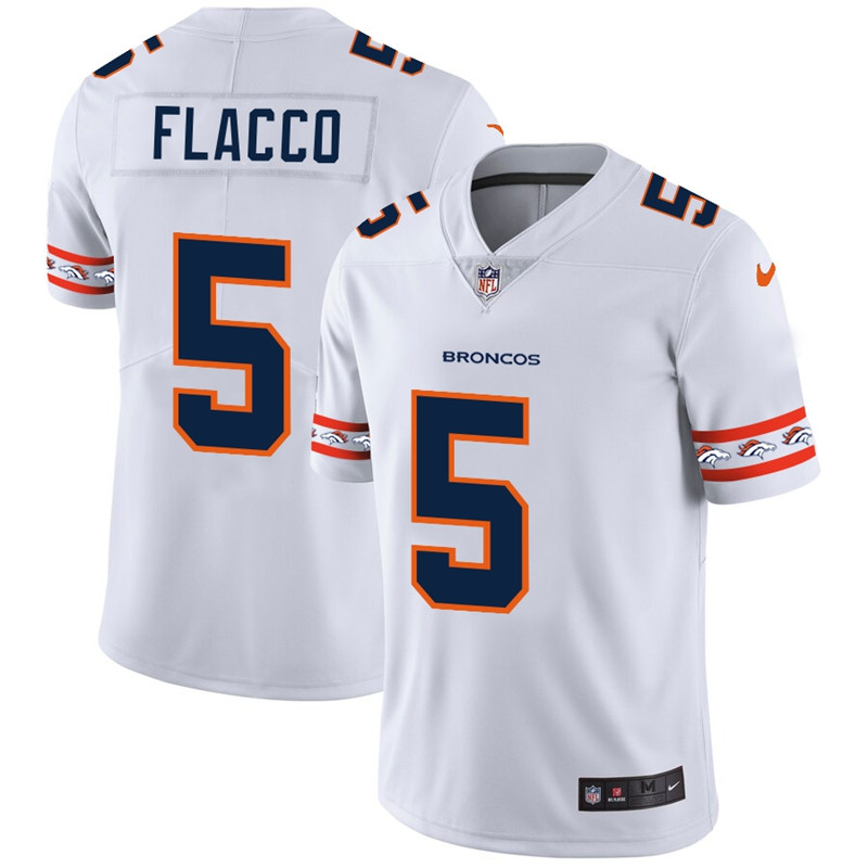 Nike Broncos 5 Joe Flacco White Team Logos Fashion Vapor Limited Jersey