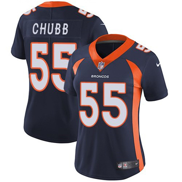  Broncos 55 Bradley Chubb Navy Women Vapor Untouchable Limited Jersey