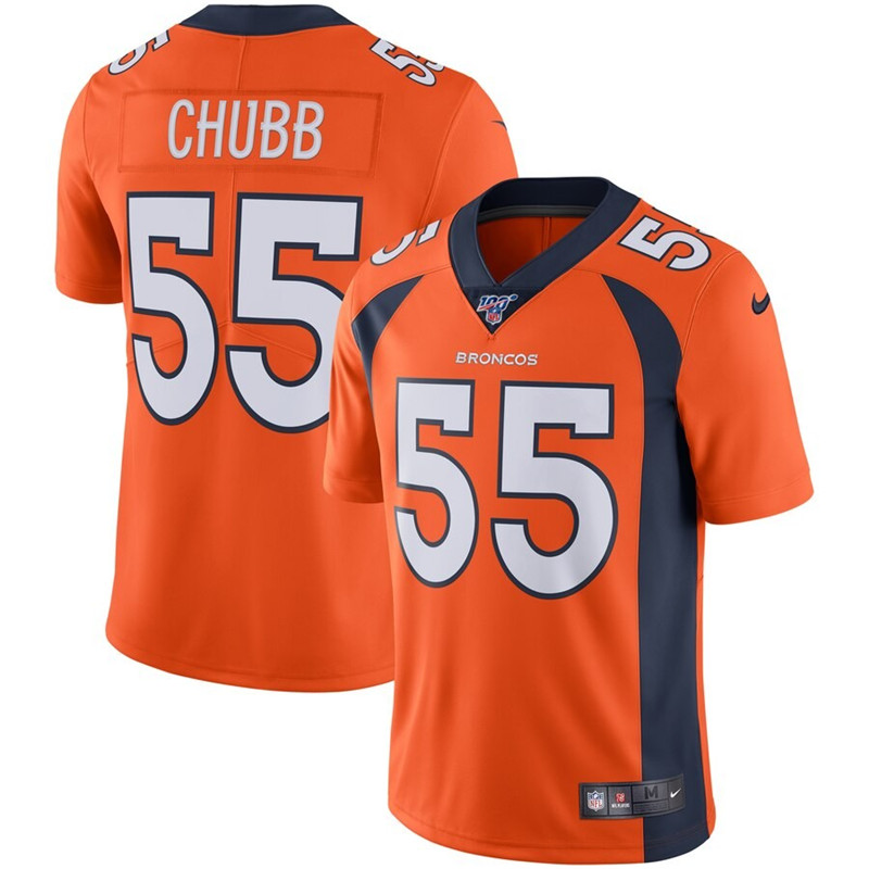 Nike Broncos 55 Bradley Chubb Orange 100th Season Vapor Untouchable Limited Jersey