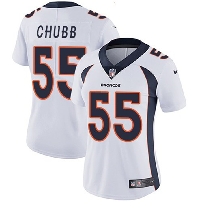  Broncos 55 Bradley Chubb White Women Vapor Untouchable Limited Jersey