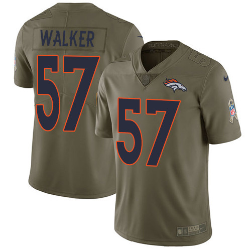  Broncos 57 DeMarcus Walker Olive Salute To Service Limited Jersey