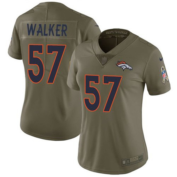  Broncos 57 Demarcus Walker Olive Women Salute To Service Limited Jersey