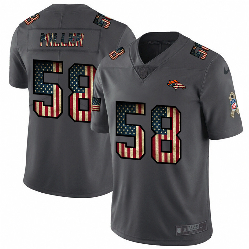 Nike Broncos 58 Von Miller 2019 Salute To Service USA Flag Fashion Limited Jersey