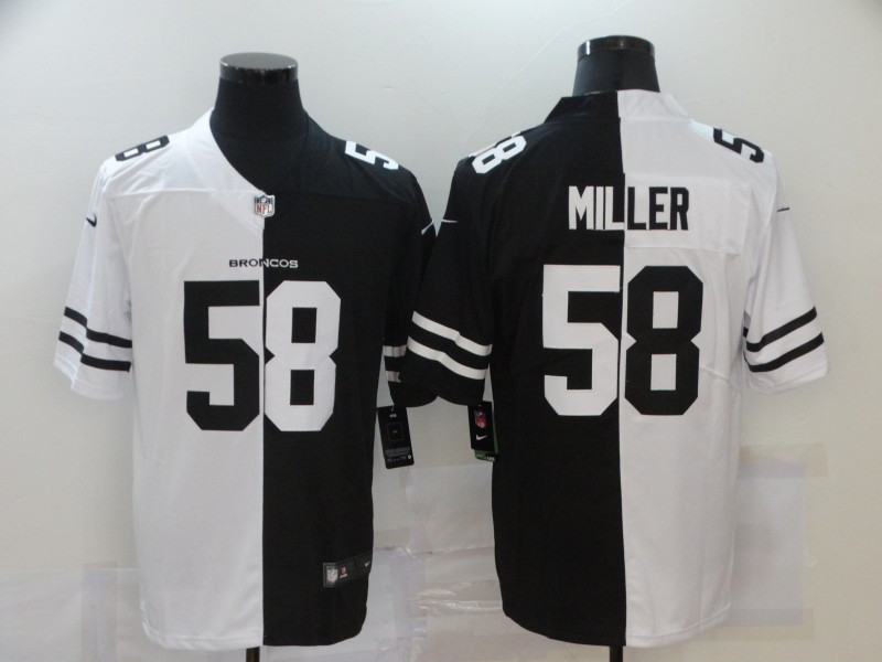 Nike Broncos 58 Von Miller Black And White Split Vapor Untouchable Limited Jersey