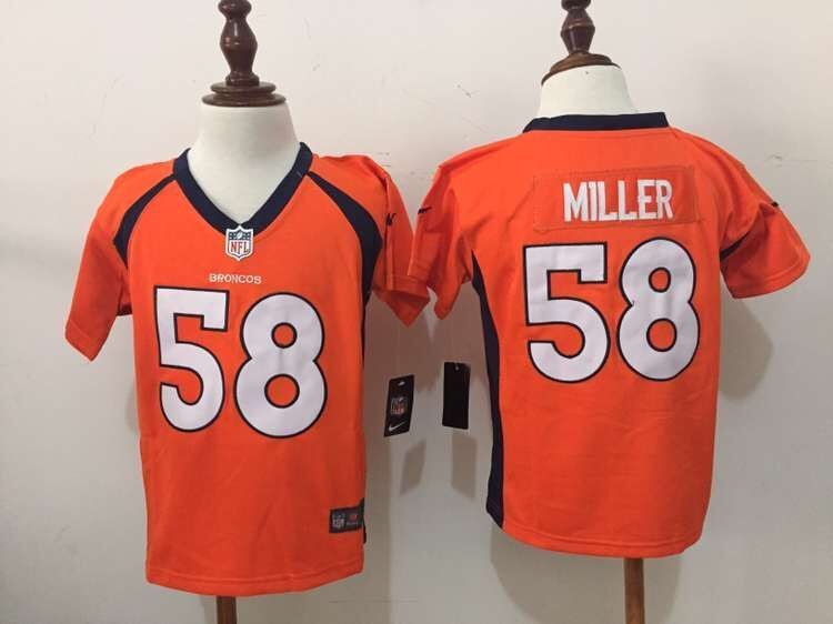  Broncos 58 Von Miller Orange Toddler Game Jersey