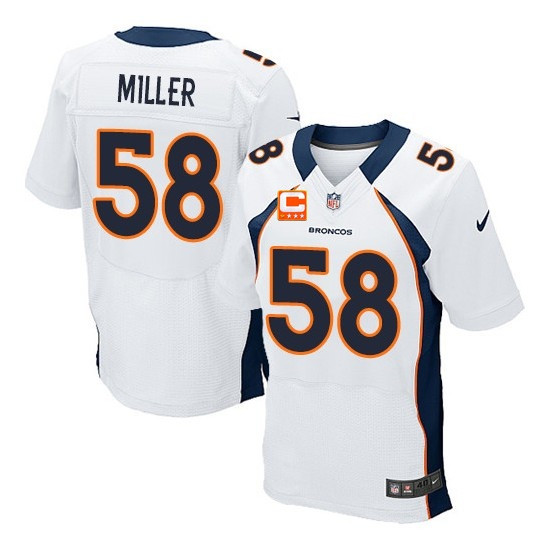  Broncos 58 Von Miller White With C Patch Elite Jersey