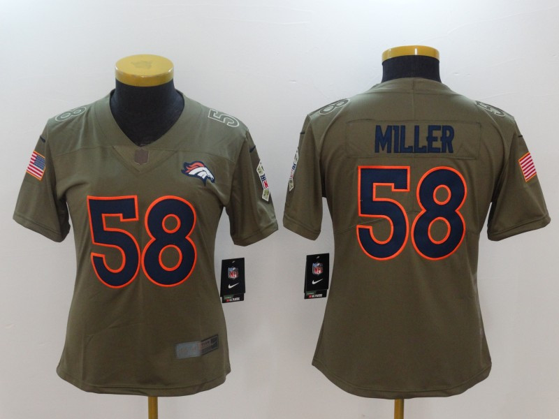  Broncos 58 Von Miller Women Olive Salute To Service Limited Jersey