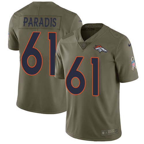  Broncos 61 Matt Paradis Olive Salute To Service Limited Jersey