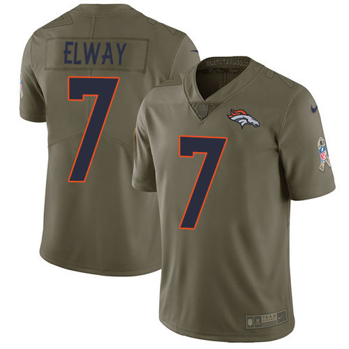 Broncos 7 John Elway Olive Salute To Service Limited Jersey