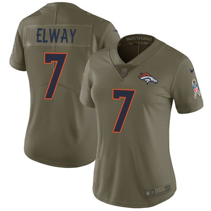  Broncos 7 John Elway Olive Women Salute To Service Limited Jersey