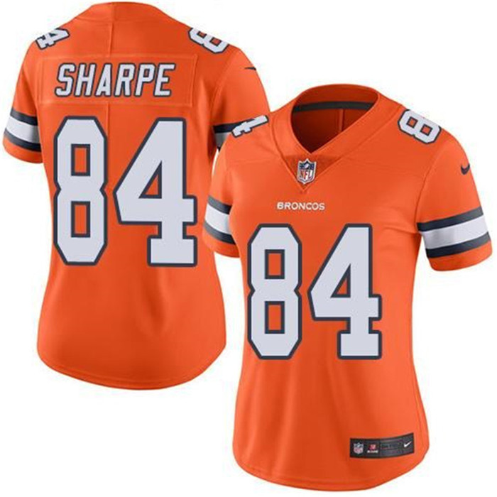  Broncos 84 Shannon Sharpe Orange Women Color Rush Limited Jersey