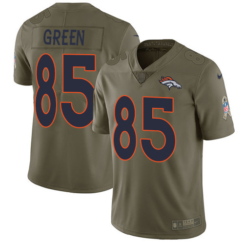  Broncos 85 Virgil Green Olive Salute To Service Limited Jersey