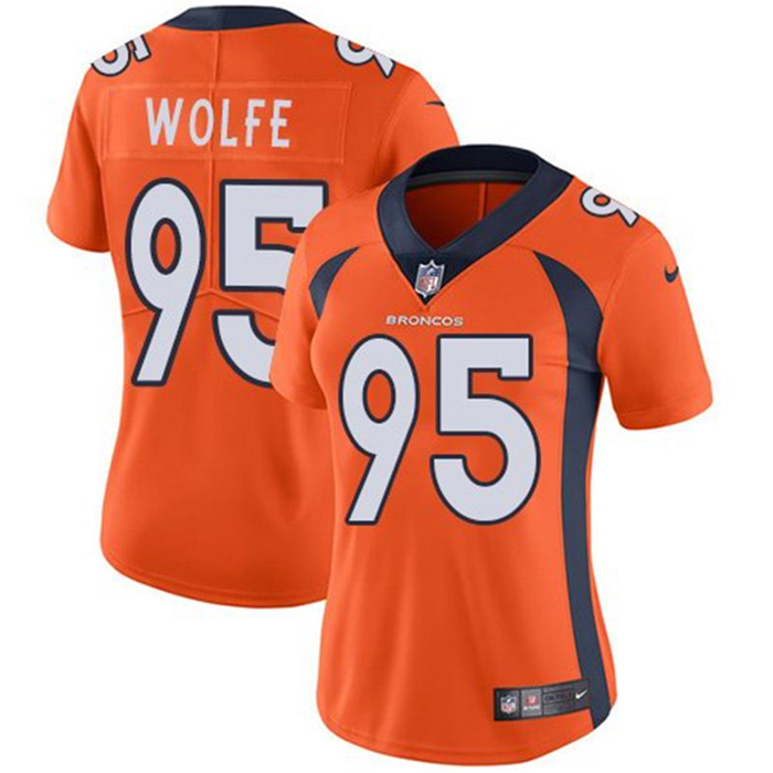  Broncos 95 Derek Wolfe Orange Women Vapor Untouchable Limited Jersey