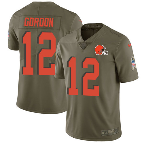  Browns 12 Josh Gordon Olive Salute To Service Limited Jersey