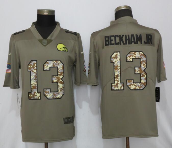 Nike Browns 13 Odell Beckham Jr Olive Camo Salute to Service Limited Jersey
