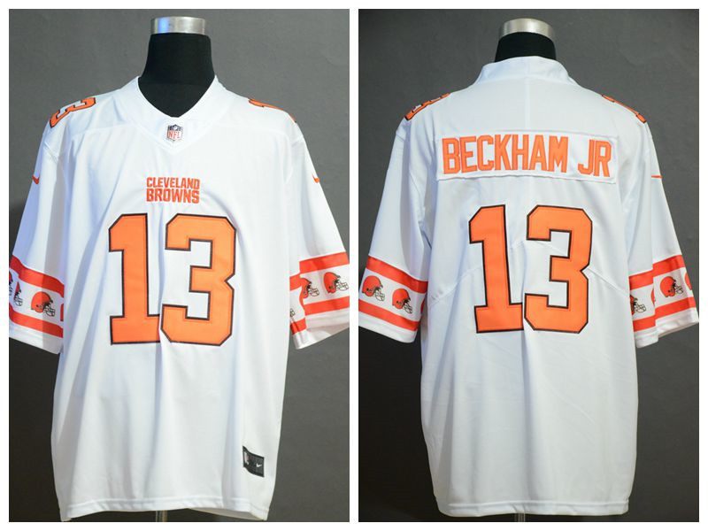 Nike Browns 13 Odell Beckham Jr. White Fashion Logo Vapor Untouchable Limited Jersey