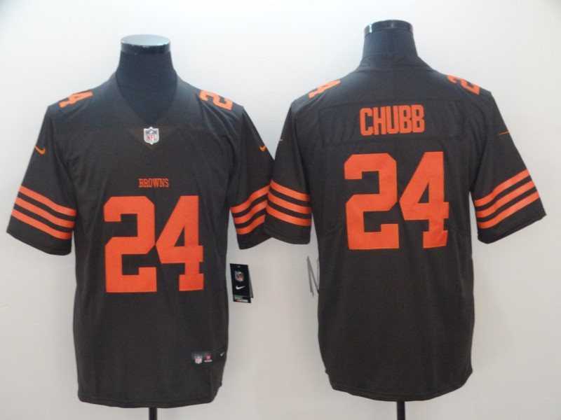  Browns 24 Nick Chubb Brown Color Rush Limited Jersey