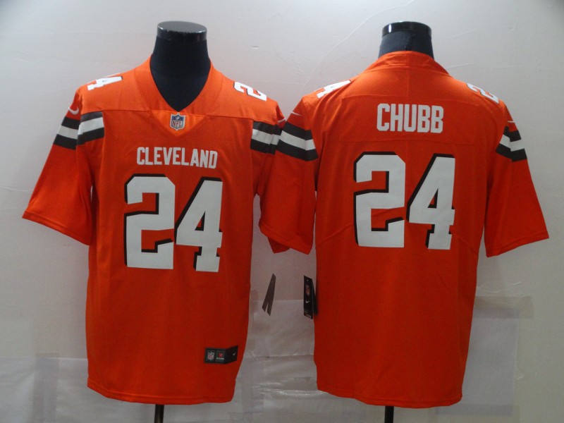 Nike Browns 24 Nick Chubb Orange Vapor Untouchable Limited Jersey