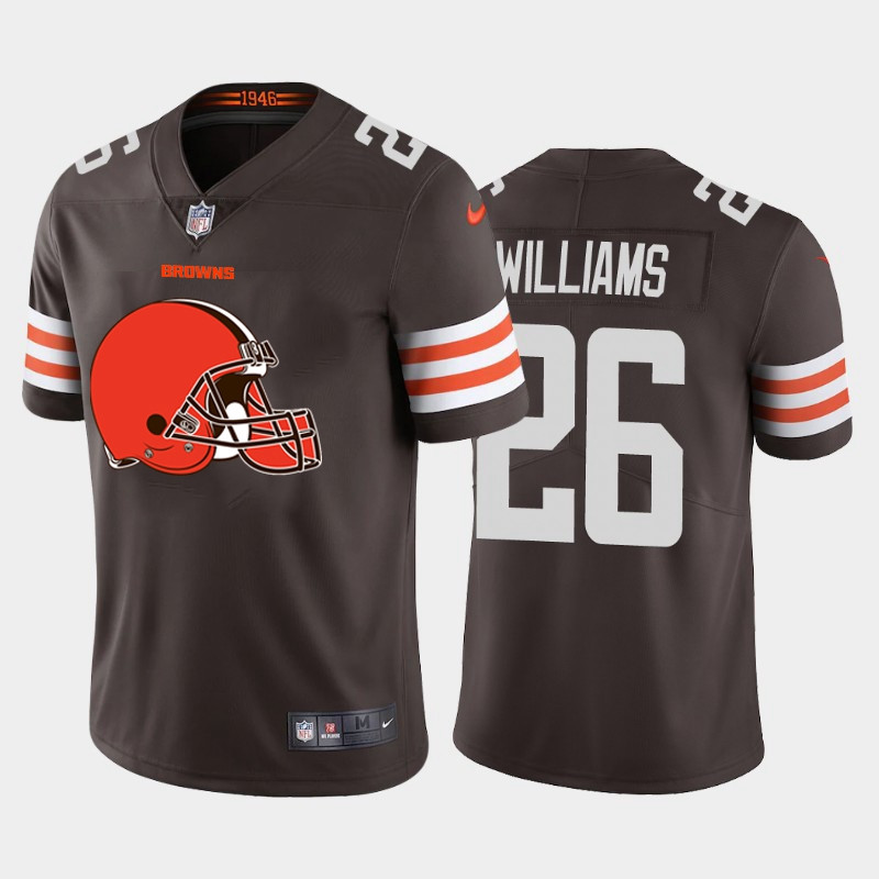 Nike Browns 26 Greedy Williams Brown Team Big Logo Vapor Untouchable Limited Jersey