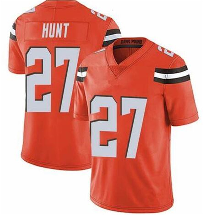 Nike Browns 27 Kareem Hunt Orange Vapor Untouchable Limited Jersey