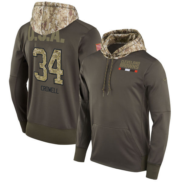  Browns 34 Isaiah Crowell Olive Salute To Service Pullover Hoodie