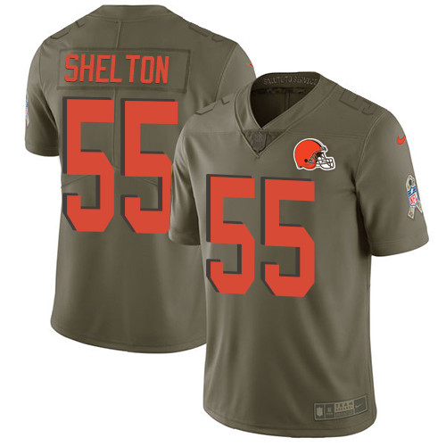  Browns 55 Danny Shelton Olive Salute To Service Limited Jersey