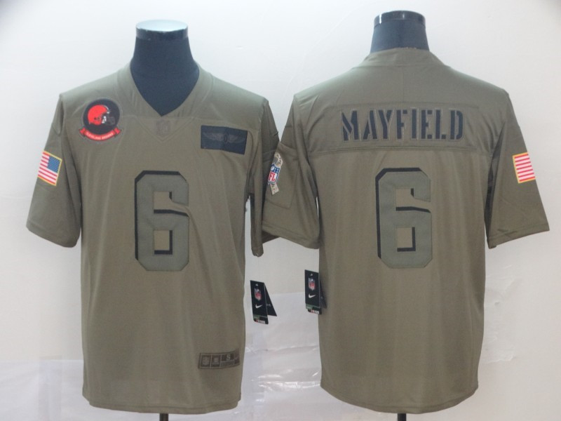 Nike Browns 6 Baker Mayfield 2019 Olive Salute To Service Limited Jersey