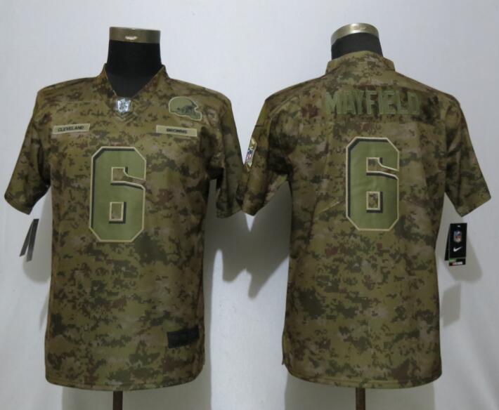  Browns 6 Baker Mayfield Camo Women Salute To Service Limited Jersey