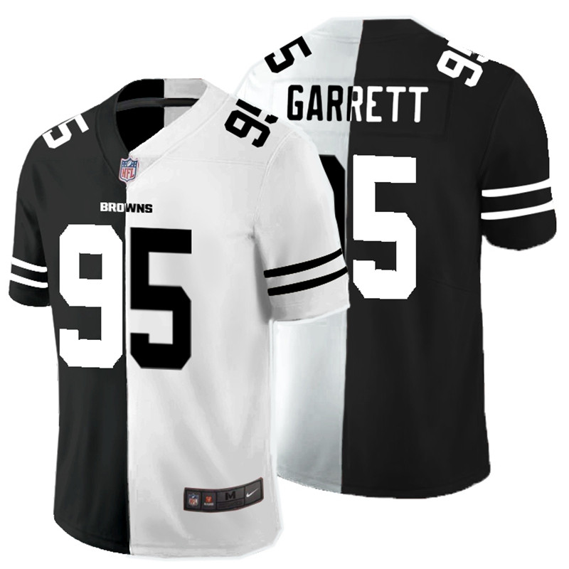 Nike Browns 95 Myles Garrett Black And White Split Vapor Untouchable Limited Jersey