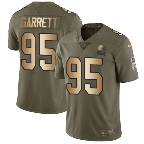  Browns 95 Myles Garrett Olive Gold Salute To Service Limited Jersey