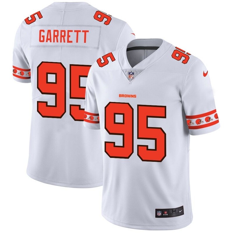 Nike Browns 95 Myles Garrett White Team Logos Fashion Vapor Limited Jersey