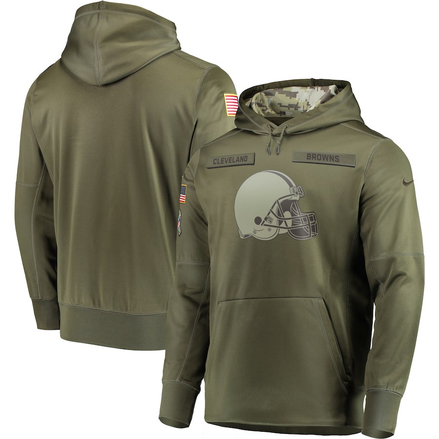  Browns Olive Salute To Service Men's Pullove Hoodie