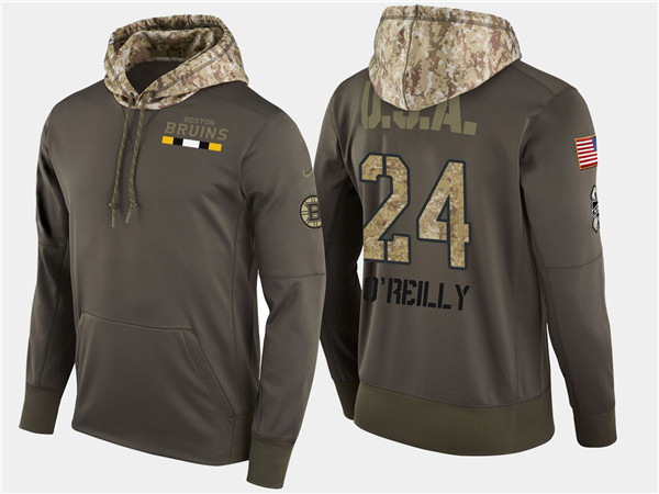  Bruins 24 Retired Terry O'reilly Olive Salute To Service Pullover Hoodie