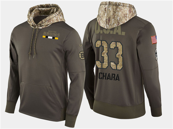  Bruins 33 Zdeno Chara Olive Salute To Service Pullover Hoodie