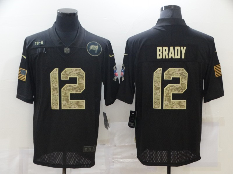 Nike Buccaneers 12 Tom Brady Black Camo 2020 Salute To Service Limited Jersey