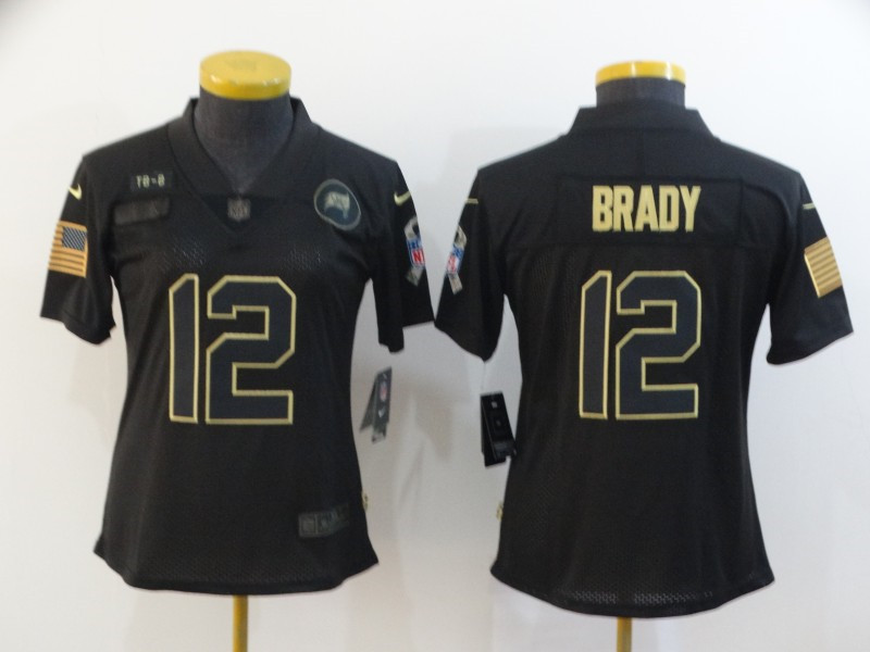 Nike Buccaneers 12 Tom Brady Black Women 2020 Salute To Service Limited Jersey