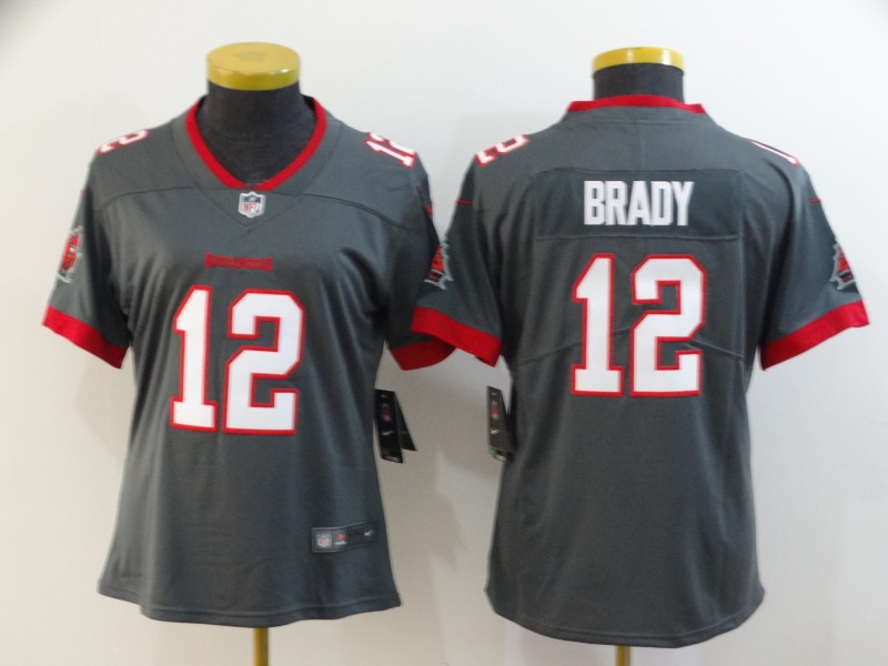 Nike Buccaneers 12 Tom Brady Gray Women New 2020 Vapor Untouchable Limited Jersey