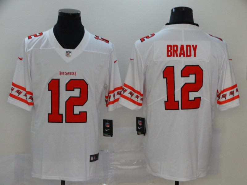 Nike Buccaneers 12 Tom Brady White Team Logos Fashion Vapor Limited Jersey