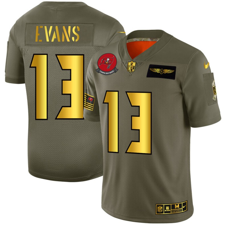 Nike Buccaneers 13 Mike Evans 2019 Olive Gold Salute To Service Limited Jersey