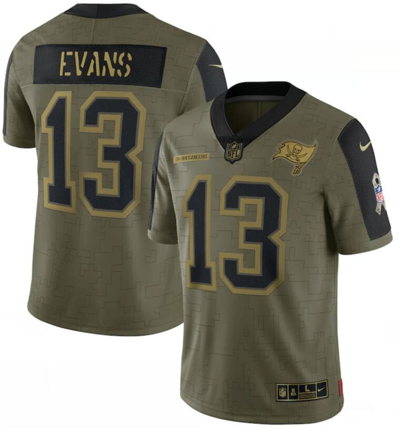 Nike Buccaneers 13 Mike Evans Olive 2021 Salute To Service Limited Jersey