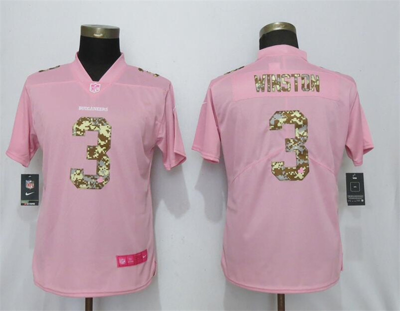 Nike Buccaneers 3 Jameis Winston Pink Camo Fashion Women Limited Jersey