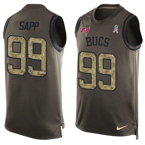  Buccaneers 99 Warren Sapp Green Men Stitched NFL Limited Salute To Service Tank Top Jersey