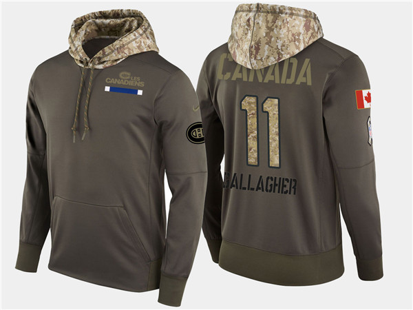  Canadiens 11 Brendan Gallagher Olive Salute To Service Pullover Hoodie