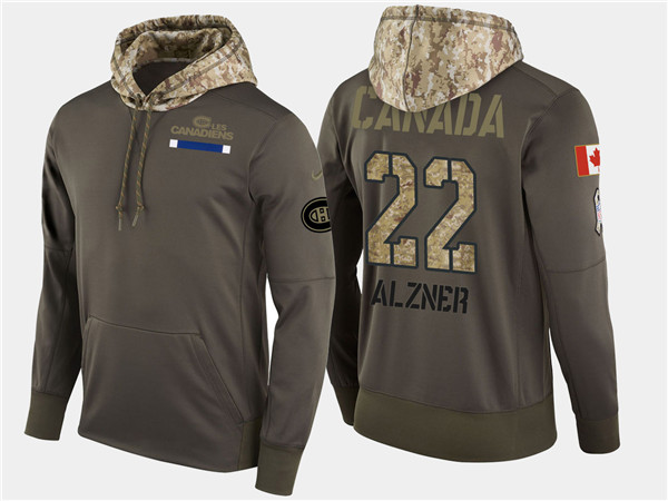  Canadiens 22 Karl Alzner Olive Salute To Service Pullover Hoodie