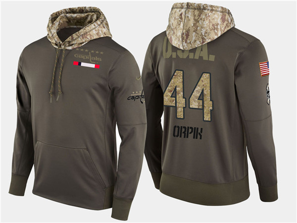  Capitals 44 Brooks Orpik Olive Salute To Service Pullover Hoodie