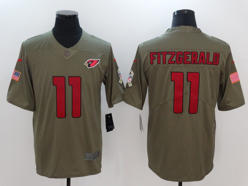  Cardinals 11 Larry Fitzgerald Olive Salute To Service Limited Jersey