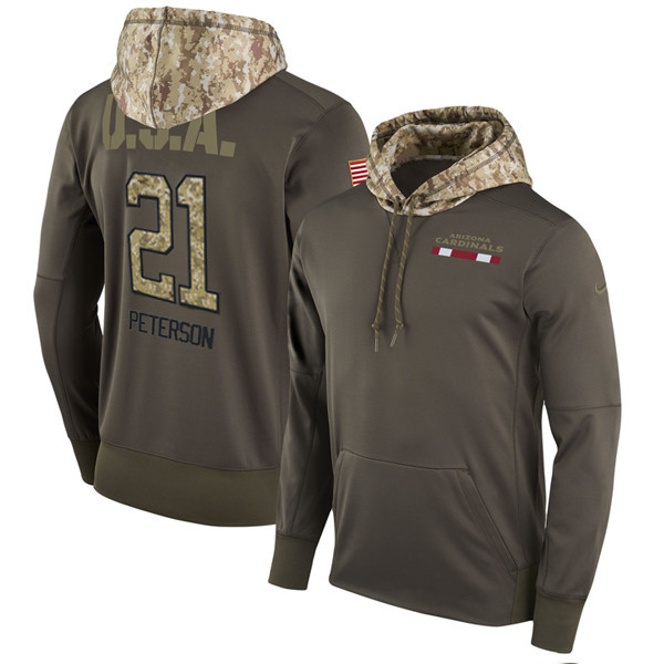  Cardinals 21 Patrick Peterson Olive Salute To Service Pullover Hoodie